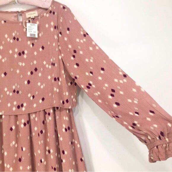 Orange Creek LA Gliks Mauve Pink Modest Diamond Print Long Sleeve Dress NEW - Picture 6 of 16